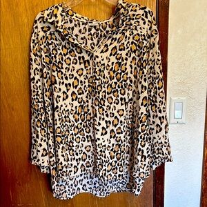 Van Heusen Brown and Black Boxy Blouse with Sailor Collar
